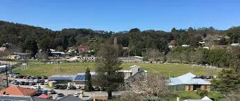 Uraidla Oval and clubrooms seen from the hillside
