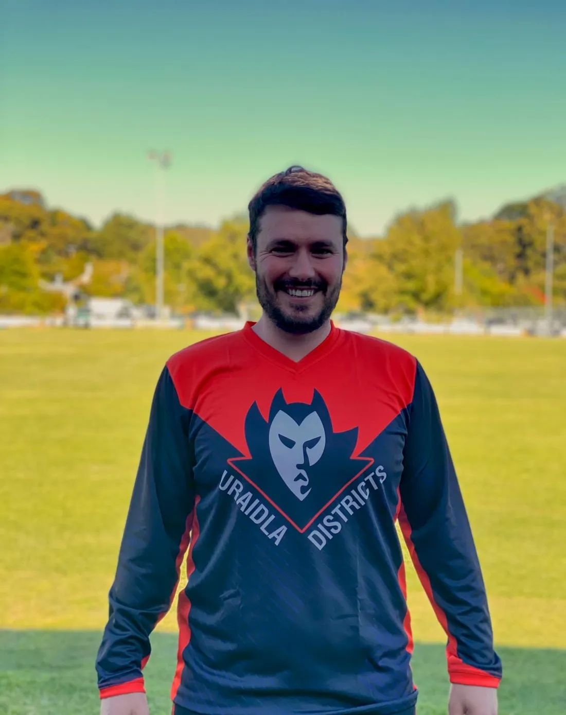 A player at the oval wearing the long sleeve warm up top